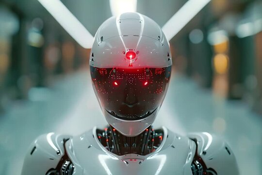 Futuristic Man in Red Light Suit