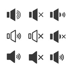 Speaker icons. Flat vector illustration. White background. 