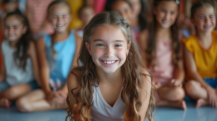 Fototapeta premium Happy Girl with Friends in a School Environment