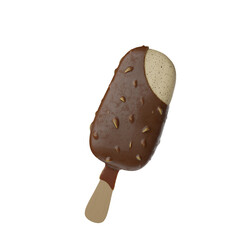 Chocolate and vanilla ice cream 3d rendering.	