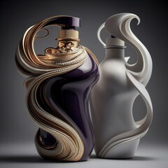 cologne or soap bottle with wavy and luxurious embroidery
