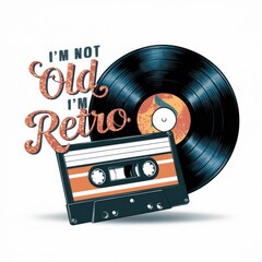 tape, cassette, record, cd retro style poster design