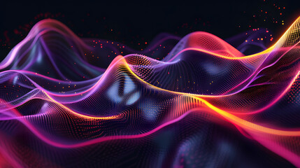Fototapeta premium Abstract background with 3d fluid or smoke, neon colors on black background