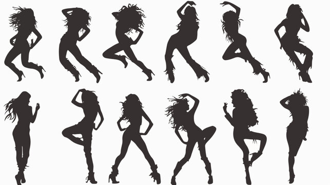 Sketches of GoGo Dance Girls. Illustration Silhouett