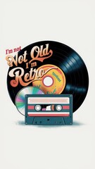 tape, cassette, record, cd retro style poster design, vertical story size,