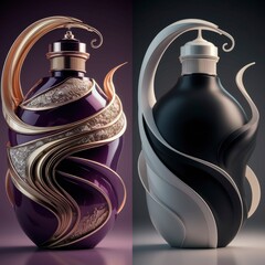 cologne or soap bottle with wavy and luxurious embroidery