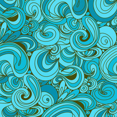 wavy doodle seamless pattern for your design. Abstract curly seamless illustration