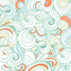 wavy doodle seamless pattern for your design. Abstract curly seamless illustration