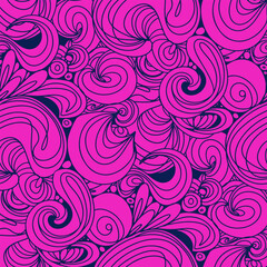 wavy doodle seamless pattern for your design. Abstract curly seamless illustration