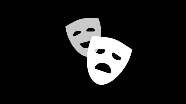 Dramatic Theater Masks, Comedy & Tragedy Animation. 4K Video motion graphic animation. 4k stock video