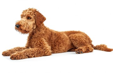 Airedoodle isolated on white