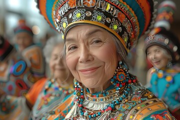A group of elderly people at a festival of traditional national costumes. Age is just a number as...
