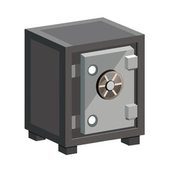 Safe box with money savings dollar coins banknotes. Cash protection concept