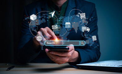 Digital modern online shopping and e-commerce concept, The modern interface online shopping digital futuristic.