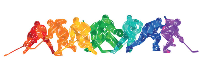 Men colorful silhouettes of hockey players. Hockey vector illustration.	
 - obrazy, fototapety, plakaty