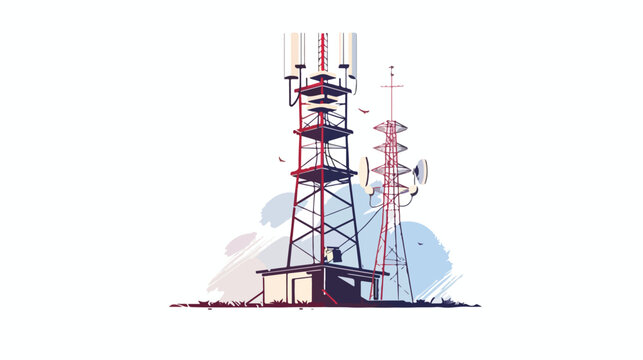 Telecommunication 5g tower radio mast with radar ante