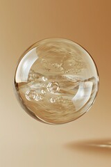 oil bubble floating against beige background