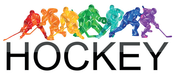 Men colorful silhouettes of hockey players. Hockey vector illustration.	
 - obrazy, fototapety, plakaty