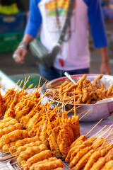 Street Food, Vendors selling various food stalls along the roads in Thailand