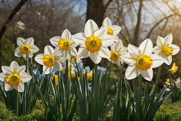 Golden daffodils at spring