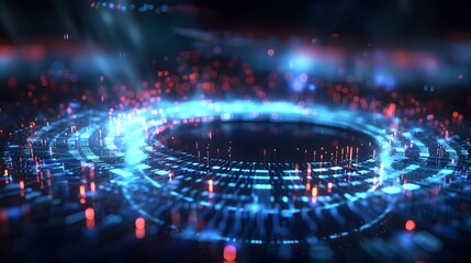 Artificial intelligence technology, cybersecurity big data concept, advanced tech background in abstract big data.