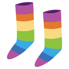 Cute colorful rainbow socks vector cartoon illustration isolated on a white background.