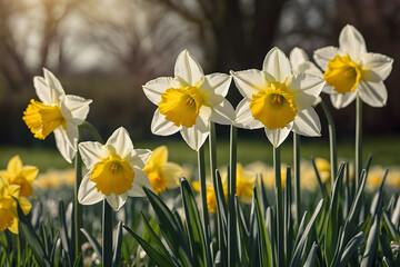 Fototapeta premium Golden daffodils at spring
