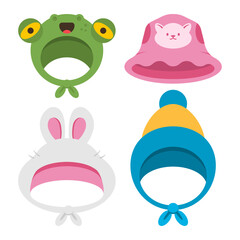 Pet hat vector cartoon set isolated on a white background.