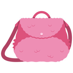 Cute plush pink bag vector cartoon illustration isolated on a white background.