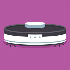 Smart robot vacuum cleaner vector cartoon illustration isolated on background.
