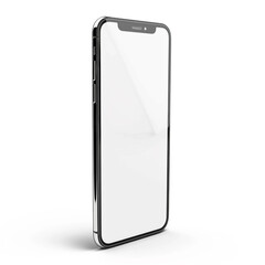 Mobile Phone isolated mockup with white screen isolated on white background