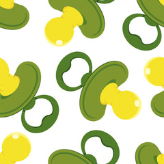 Baby pacifier vector cartoon seamless pattern background.