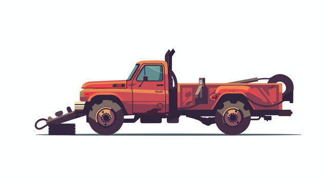 Tow truck with a driver. Vector flat style illustration