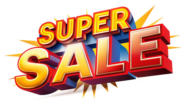 Inscription: super sale - 50% discount - transparent background - PNG file