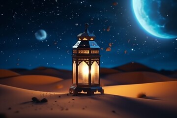 Eid mubarak and ramadan kareem greetings with islamic lantern and mosque. Eid al fitr background