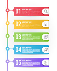 Infographic Label 5 Steps Template to Success. Business Presentation. Vector illustration.