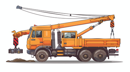 Truck mounted crane isolated. Vector illustration. Ha