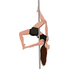 Pole dance vector illustration. The girl on the pole.