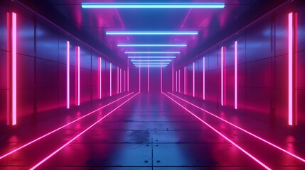 Futuristic empty neon background. High tech lines, studio product, future cyberspace concept. 3D...