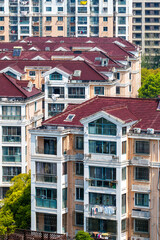 Real estate residential properties economy financial crisis topic portrait format in Shanghai, China