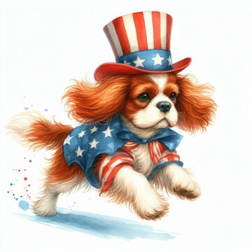 cavalier king charles spaniel patriotic outfit clip art preview
