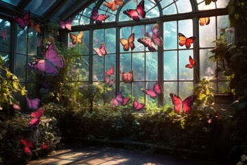 Fototapeta na wymiar Butterfly Haven: Capture the decor surrounded by butterflies.
