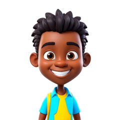 3d cartoon of a African people avatar on Isolated transparent background png. generated with AI