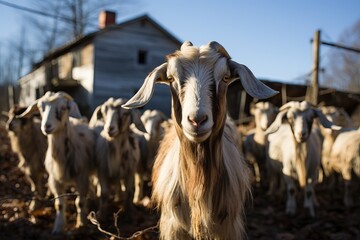A herd of goats on a farm.