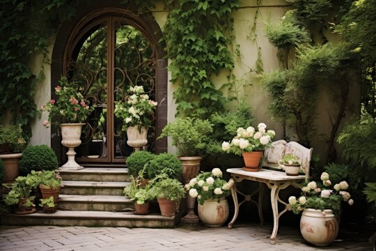 Antique Accents: Highlight any antique or aged elements of the garden decor.