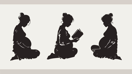 Vector illustration collection silhouette reading pre