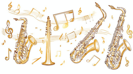 Fototapeta na wymiar Vector illustration of gold musical notes volume and
