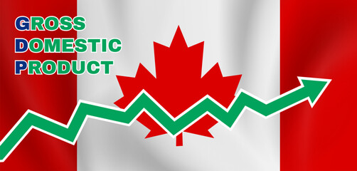 Gross Domestic Product graph Canada GDP Canadian  flag background vector illustration - 791360916