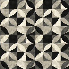 Black and white geometric tile pattern with a modern abstract feel
