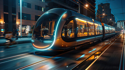 New Motion Icon Concept - Ecological Public Transport Alternative., with empty copy space,